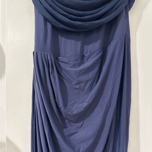 NWT Miss Rosier Womens Navy Blue Catherine Asymmetrical Pleated Maxi Dress Large - Picture 5 of 9